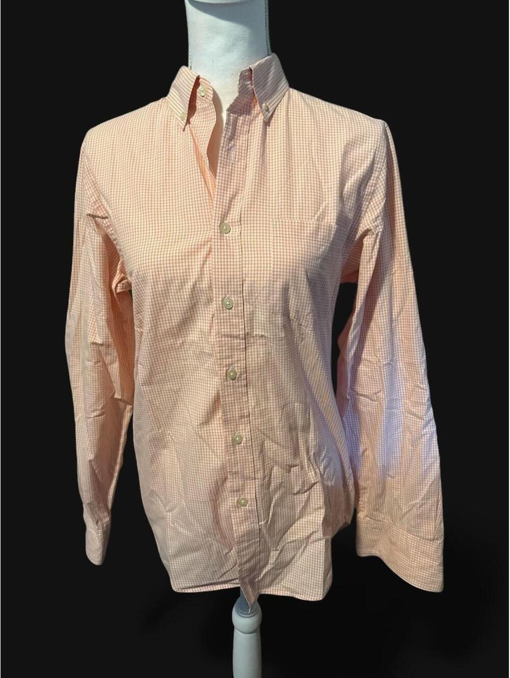 Y2k J.Crew Peach Gingham Button-Up Shirt size XS